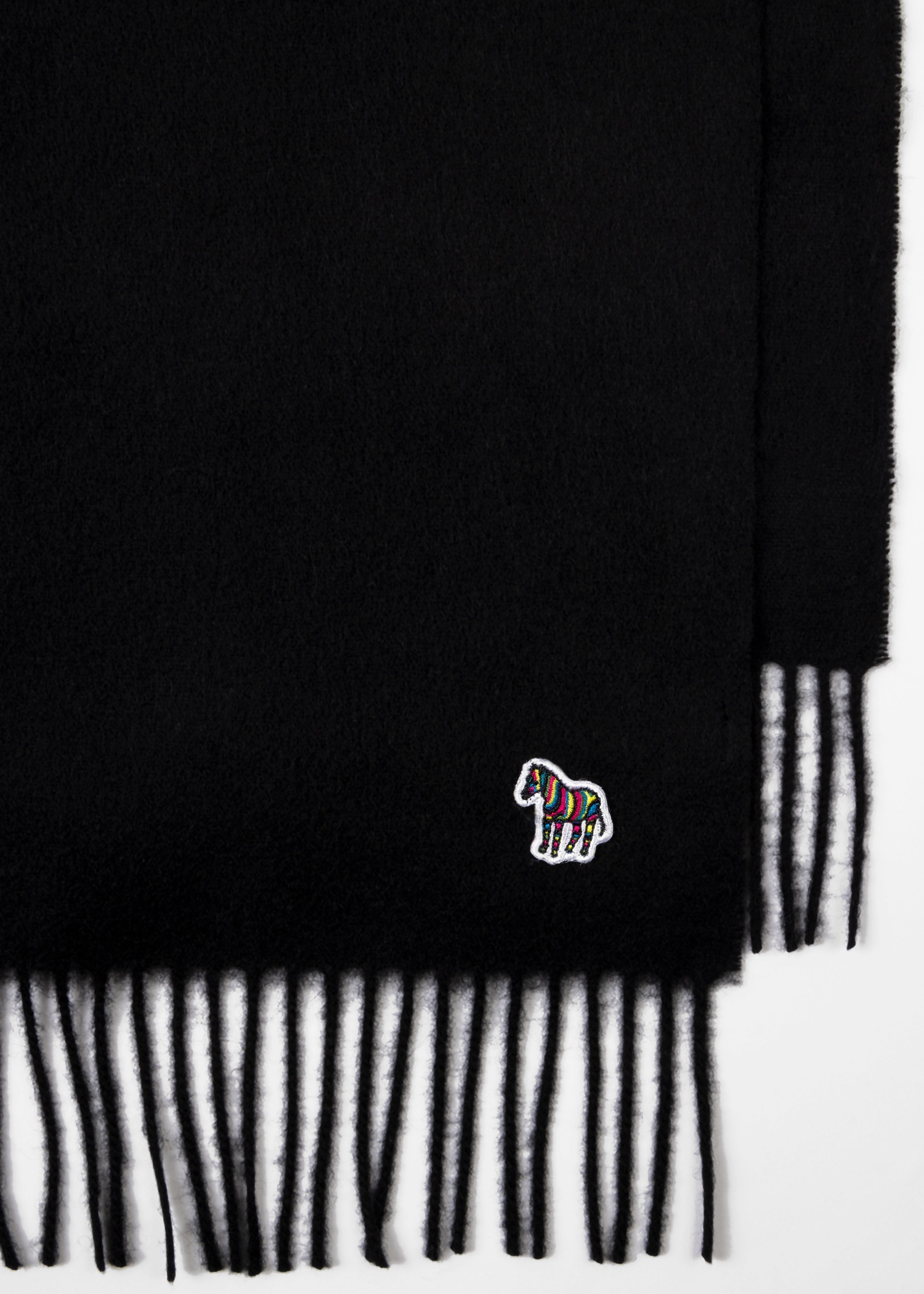 Black Lambswool Zebra Scarf - 2