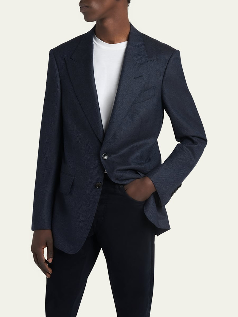 TOM FORD Men's Shelton Wool Herringbone Sport Coat outlook