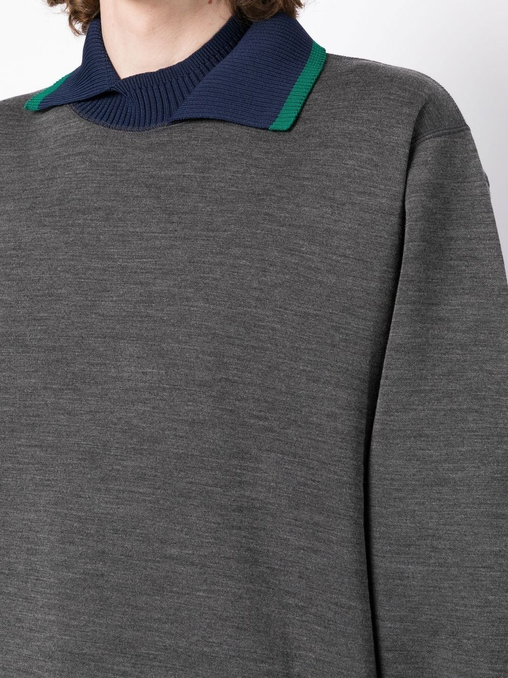 contrasting-collar detail sweatshirt - 5