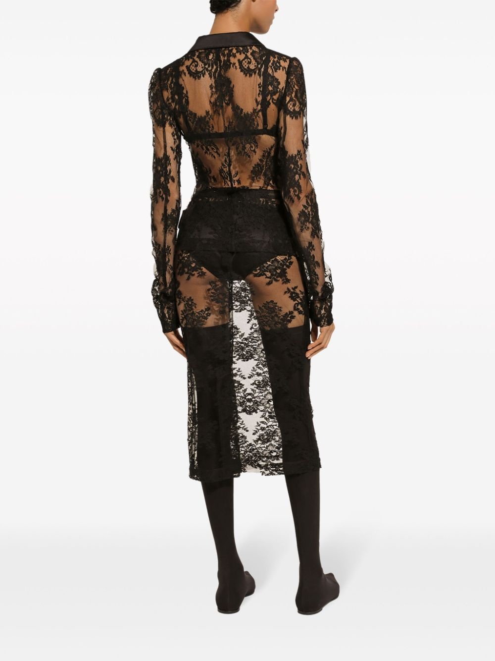 tulle sheer midi skirt - 3