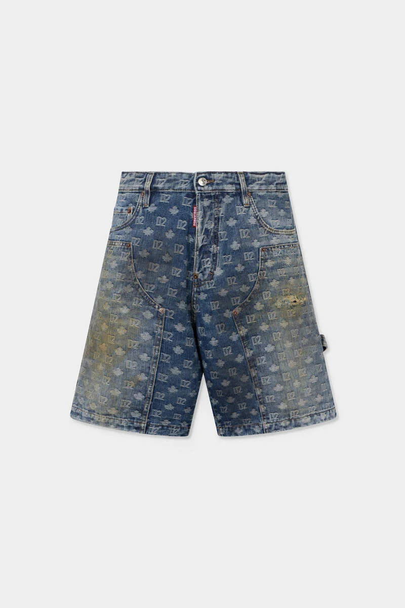 D2 MONOGRAM DIRTY WASH CARPENTER SHORTS - 1