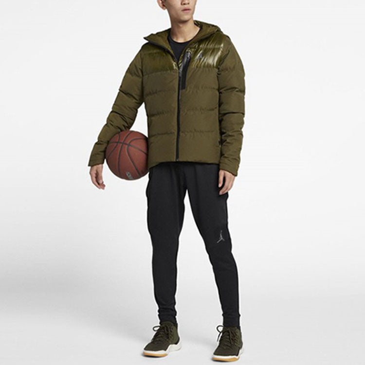 Air Jordan Windproof Stay Warm Casual hooded down Jacket Green 924676-395 - 2