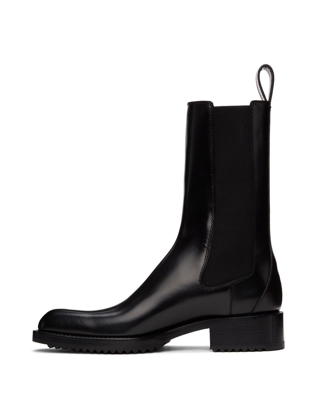 Black Polished Leather Chelsea Boots - 3