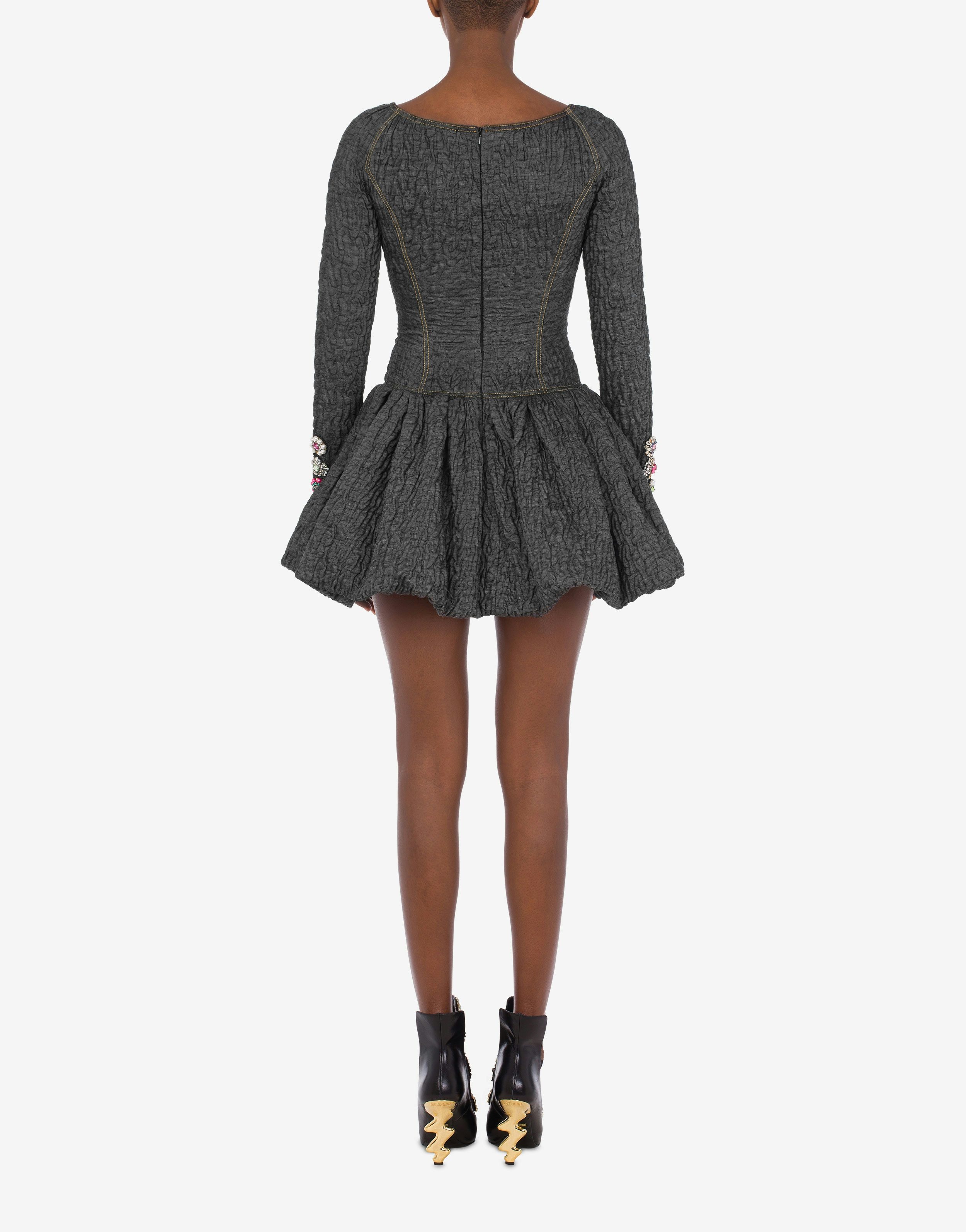JEWEL BUTTONS BLACK DENIM DRESS - 3