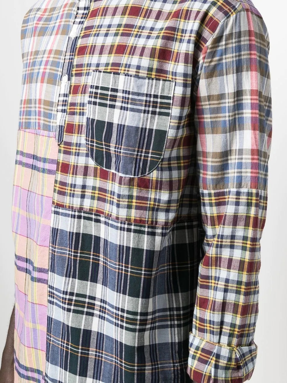 patchwork checked shirt - 5