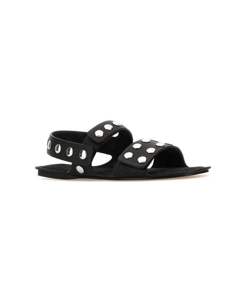 KHAITE Black Leather Boden Sandals outlook