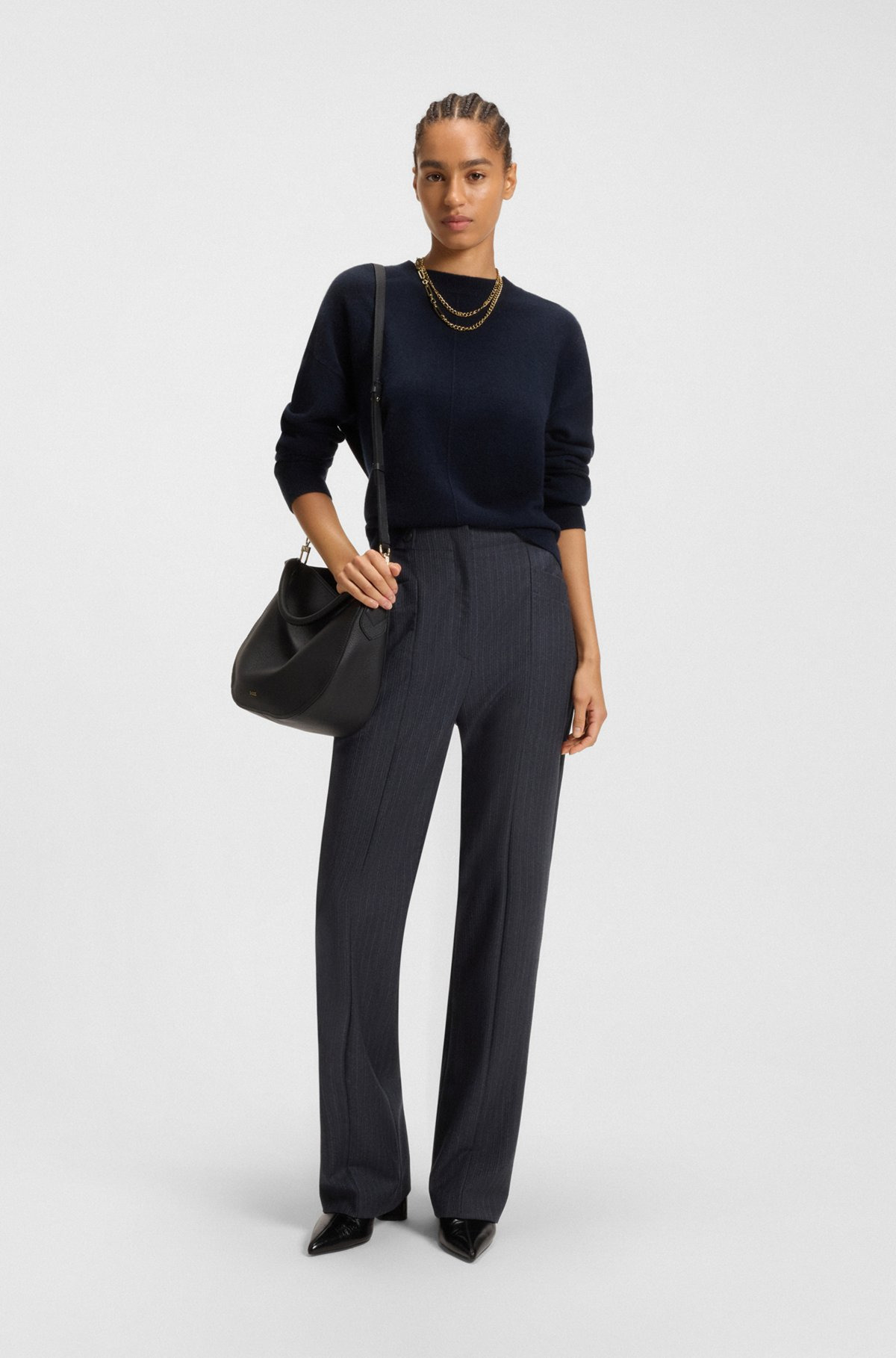 REGULAR-FIT BOOTCUT PANTS IN PATTERNED VIRGIN WOOL - 3