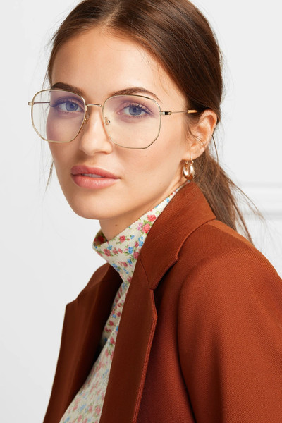 GUCCI Hexagon-frame gold-tone and acetate optical glasses outlook