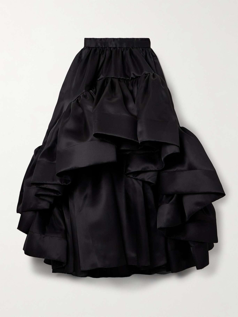 Ruffled silk-satin maxi skirt 1