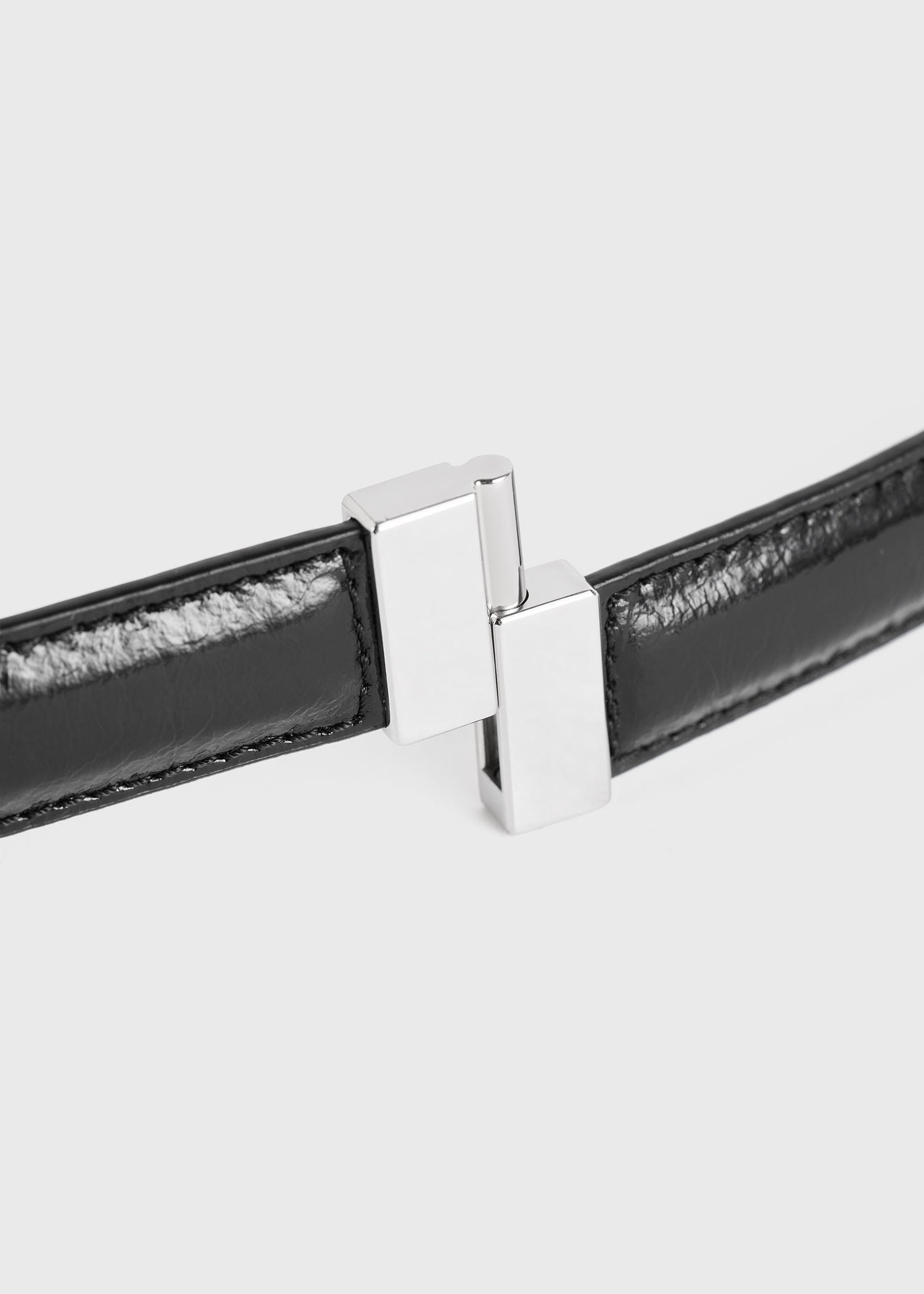 Slide clasp naplack-leather belt black - 6