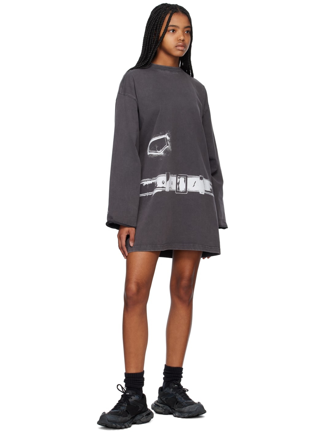 Gray Trompe L'Oeil Minidress - 4