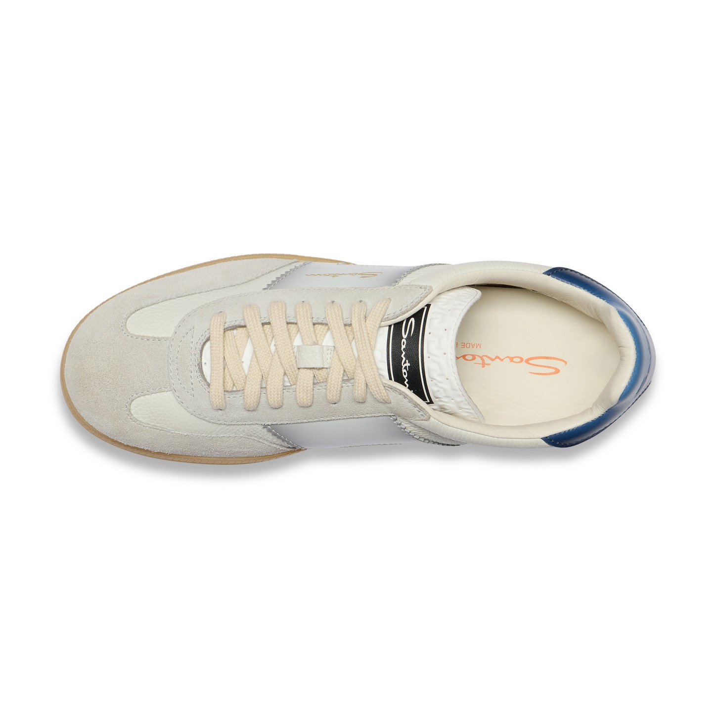 Men's white, grey and blue leather and suede DBS Oly sneaker - 5