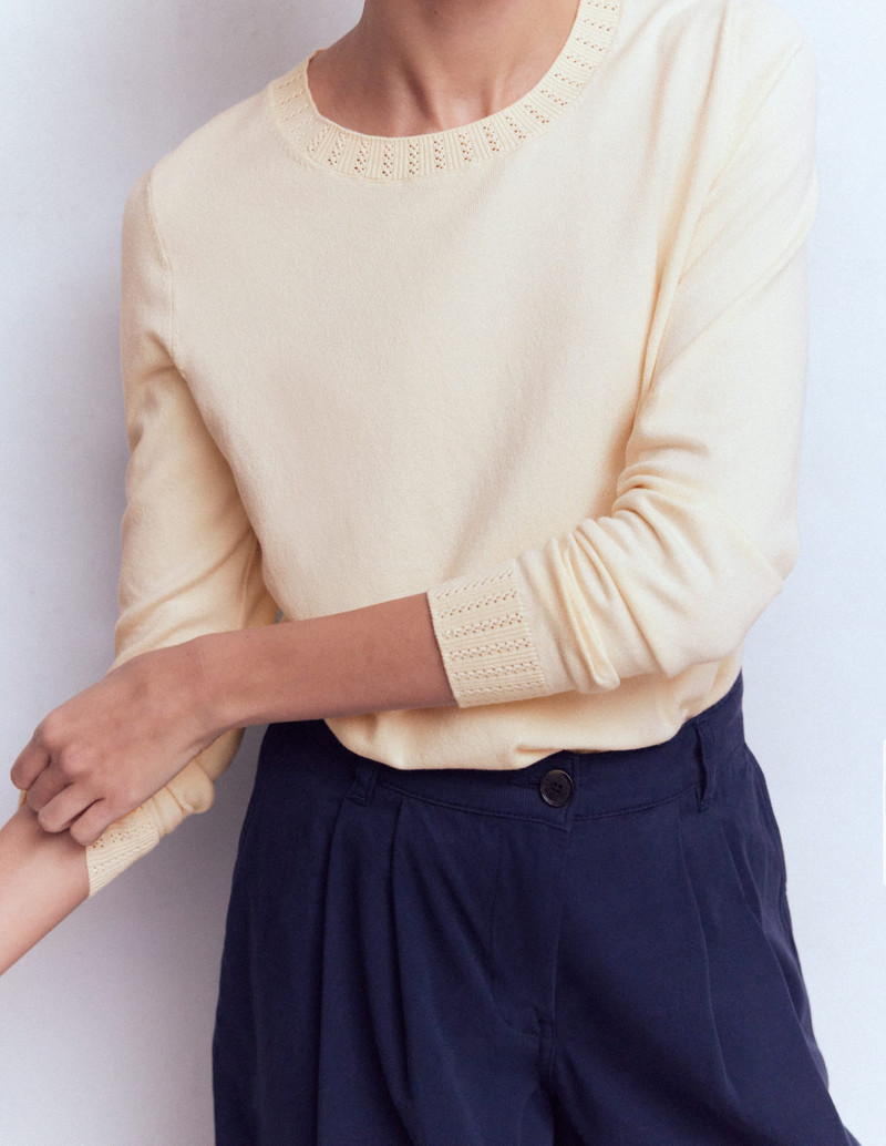 Emilia Cotton Crew Sweater-Warm Ivory 3