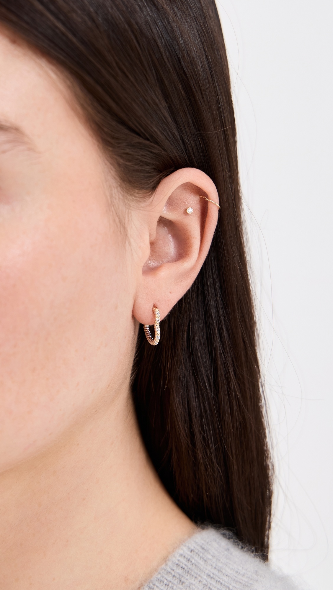 Creole Mini Cur Torsade 2 Ors Earring - 2