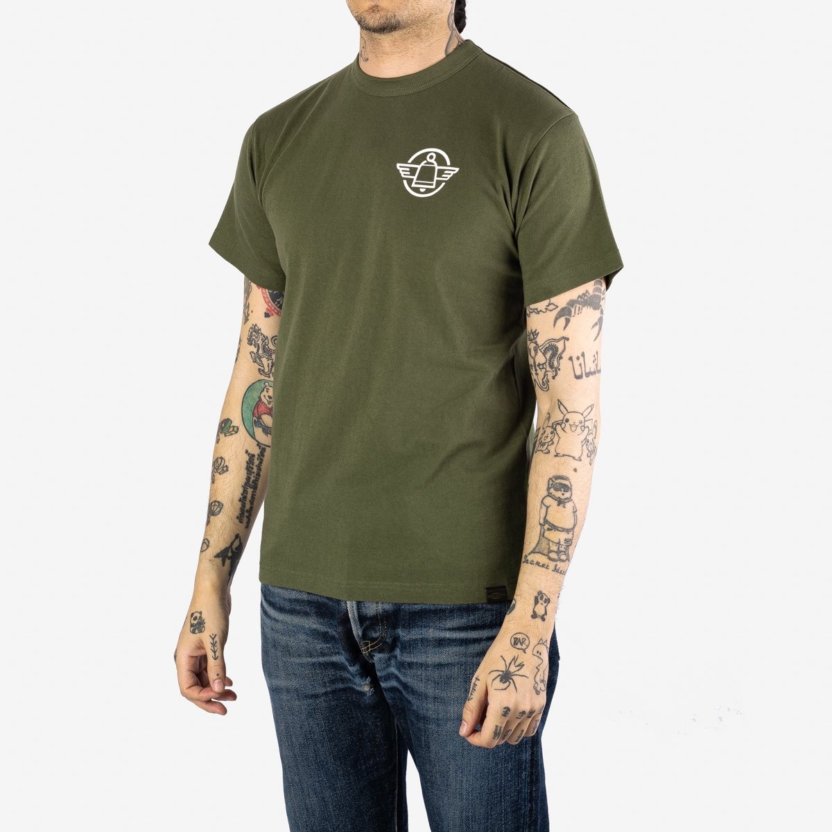 IHPT-001-OLV 6.5oz Printed Loopwheel Crew Neck T-Shirt - Olive - 3