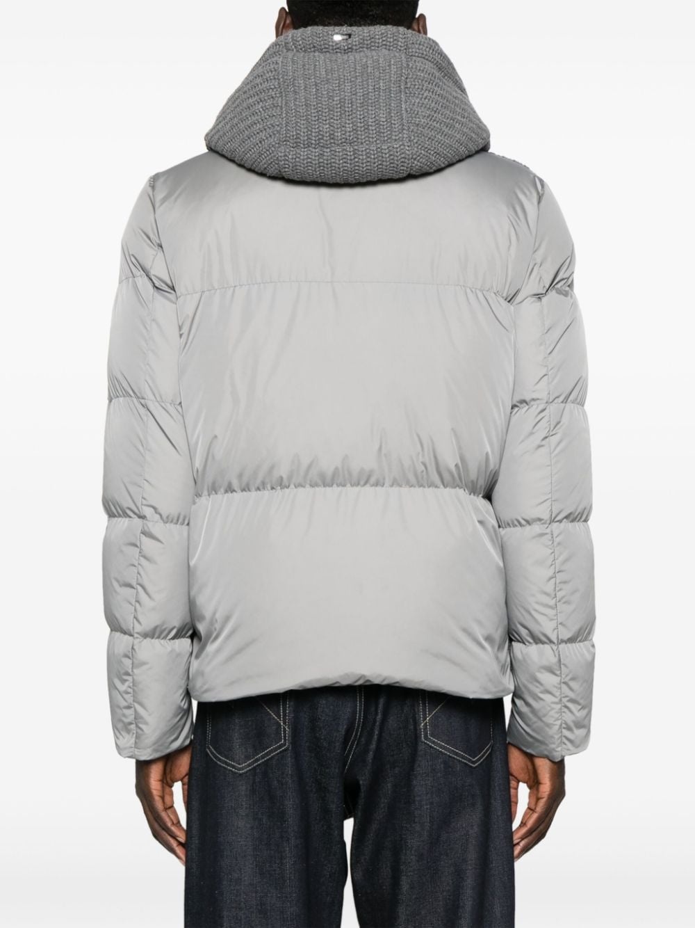 knit-panels puffer jacket - 4