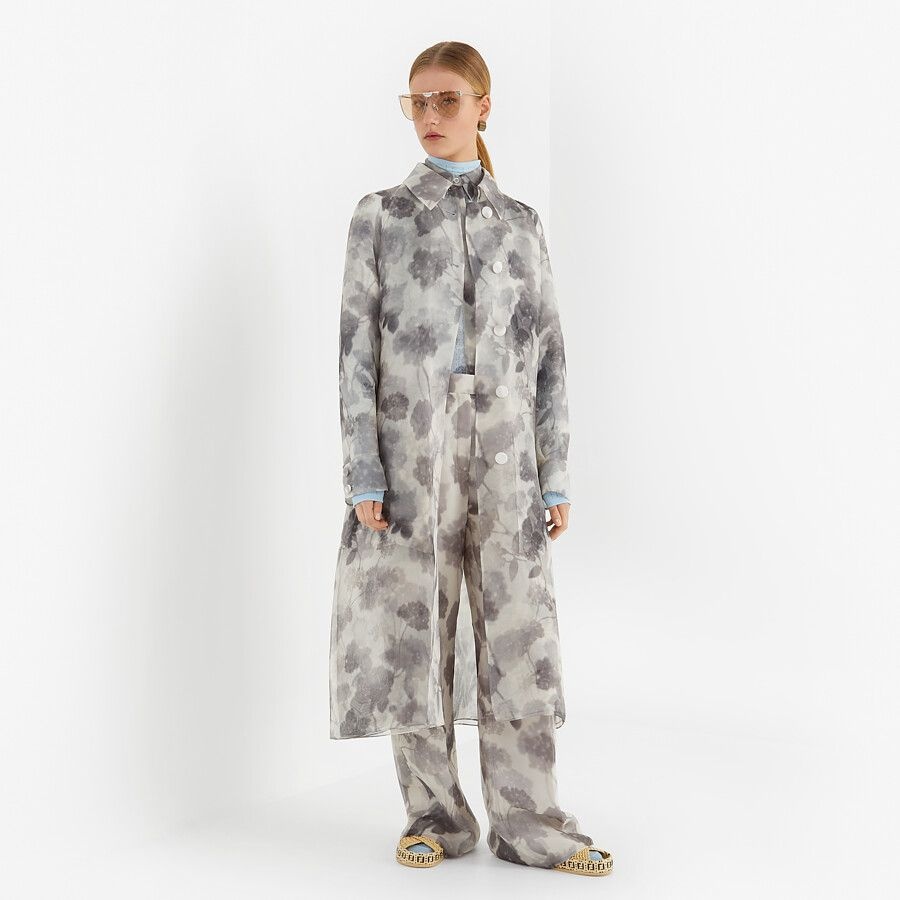 gray organza trench coat - 4