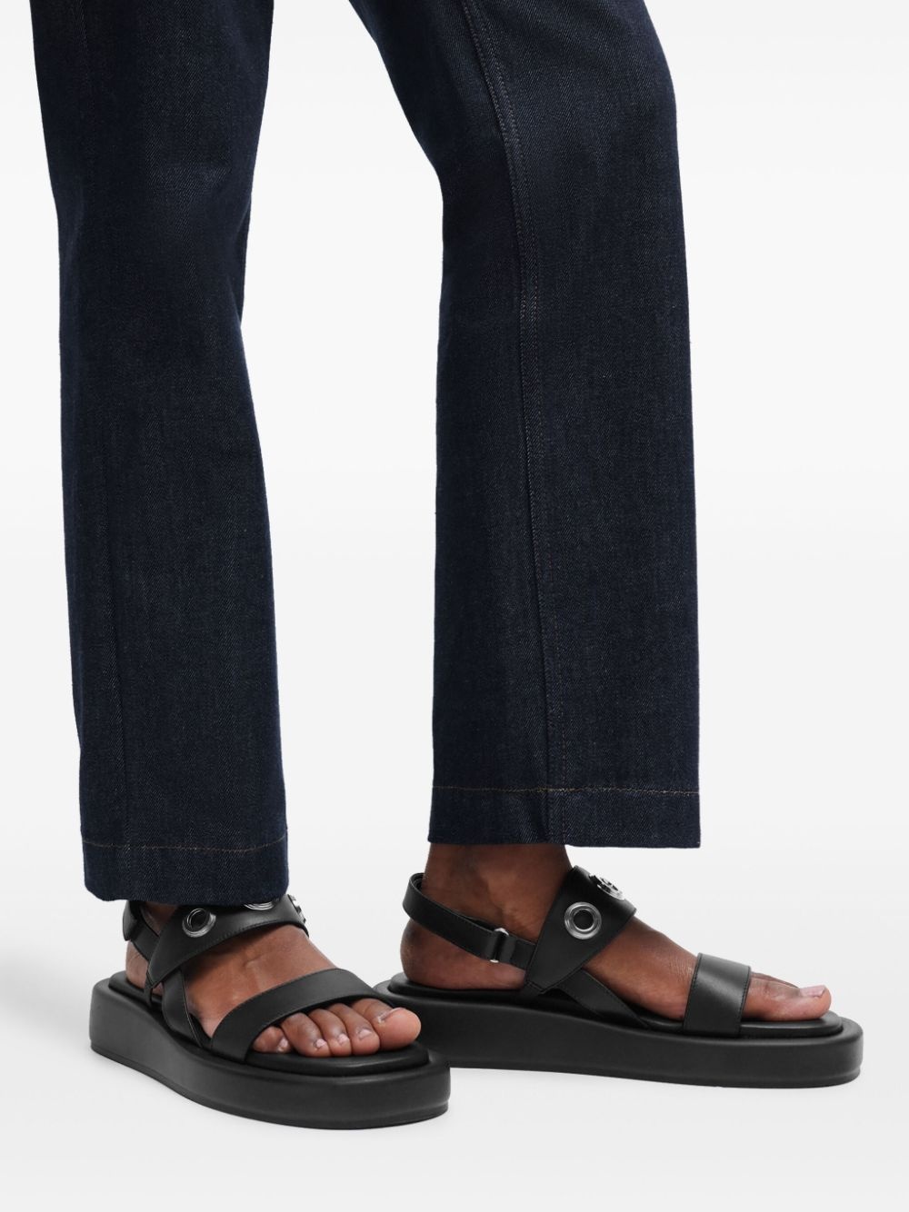 eyelet-embellishment leather sandals - 6