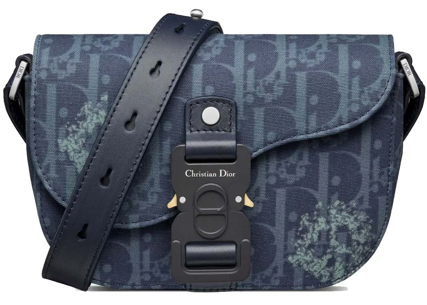 Dior Saddle Pouch with Strap Denim Blue - 1