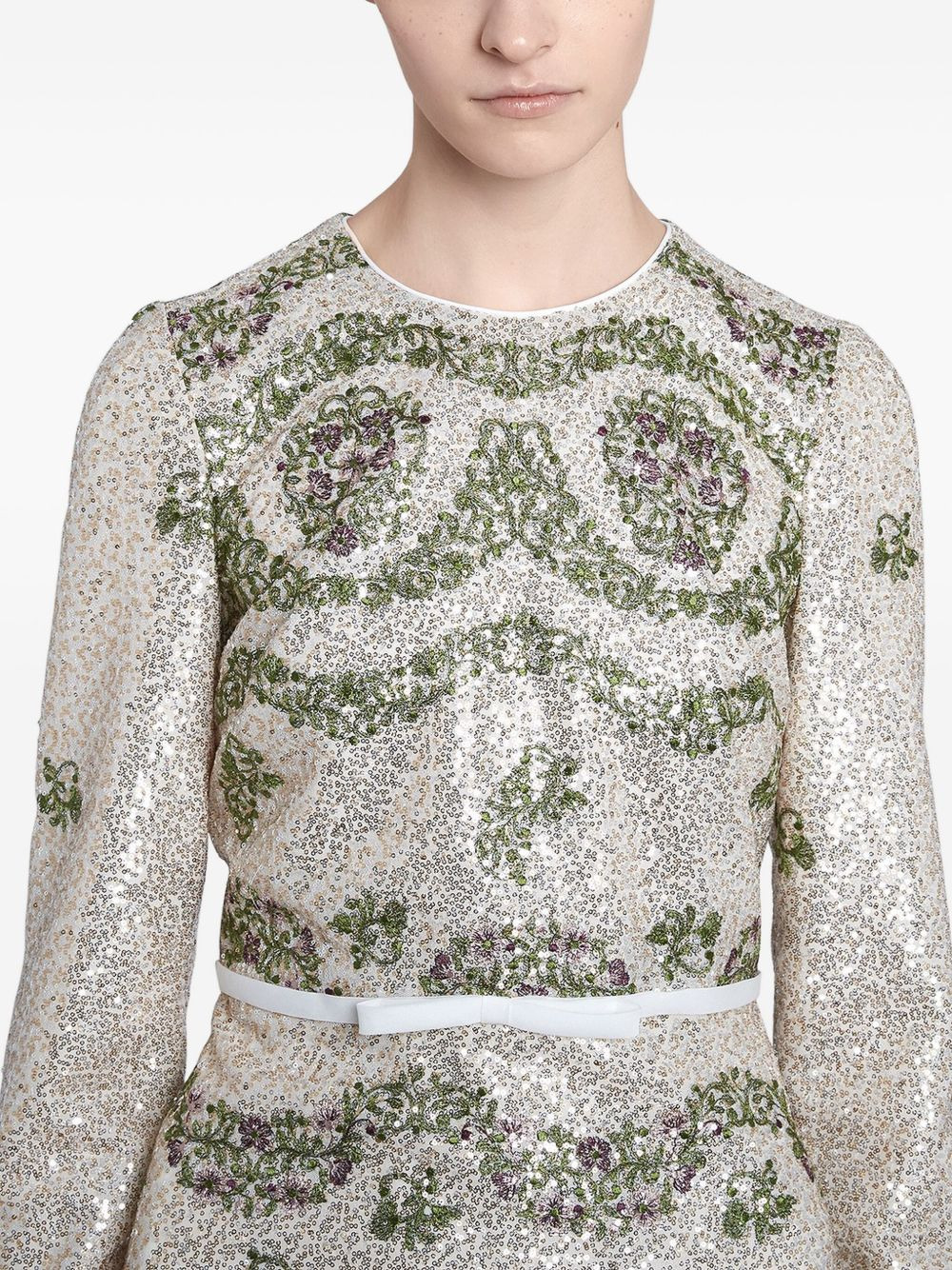 sequin-embroidered long dress - 3