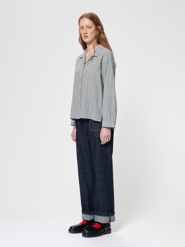 Juni Check Indigo Blouse Blue/Offwhite - 6