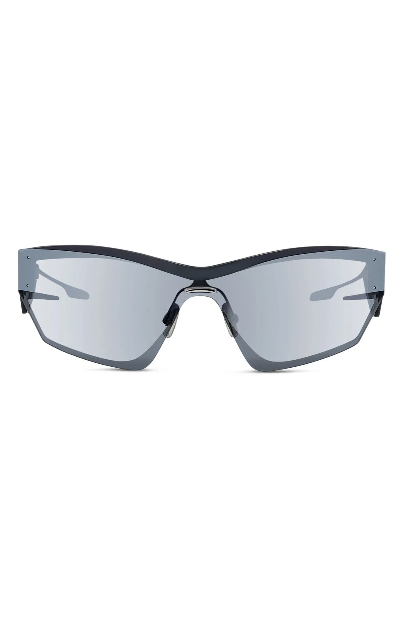 Givenchy Giv Cut 69mm Oversize Geometric Sunglasses in Shiny Palladium /Smoke Mirror at Nordstrom - 1