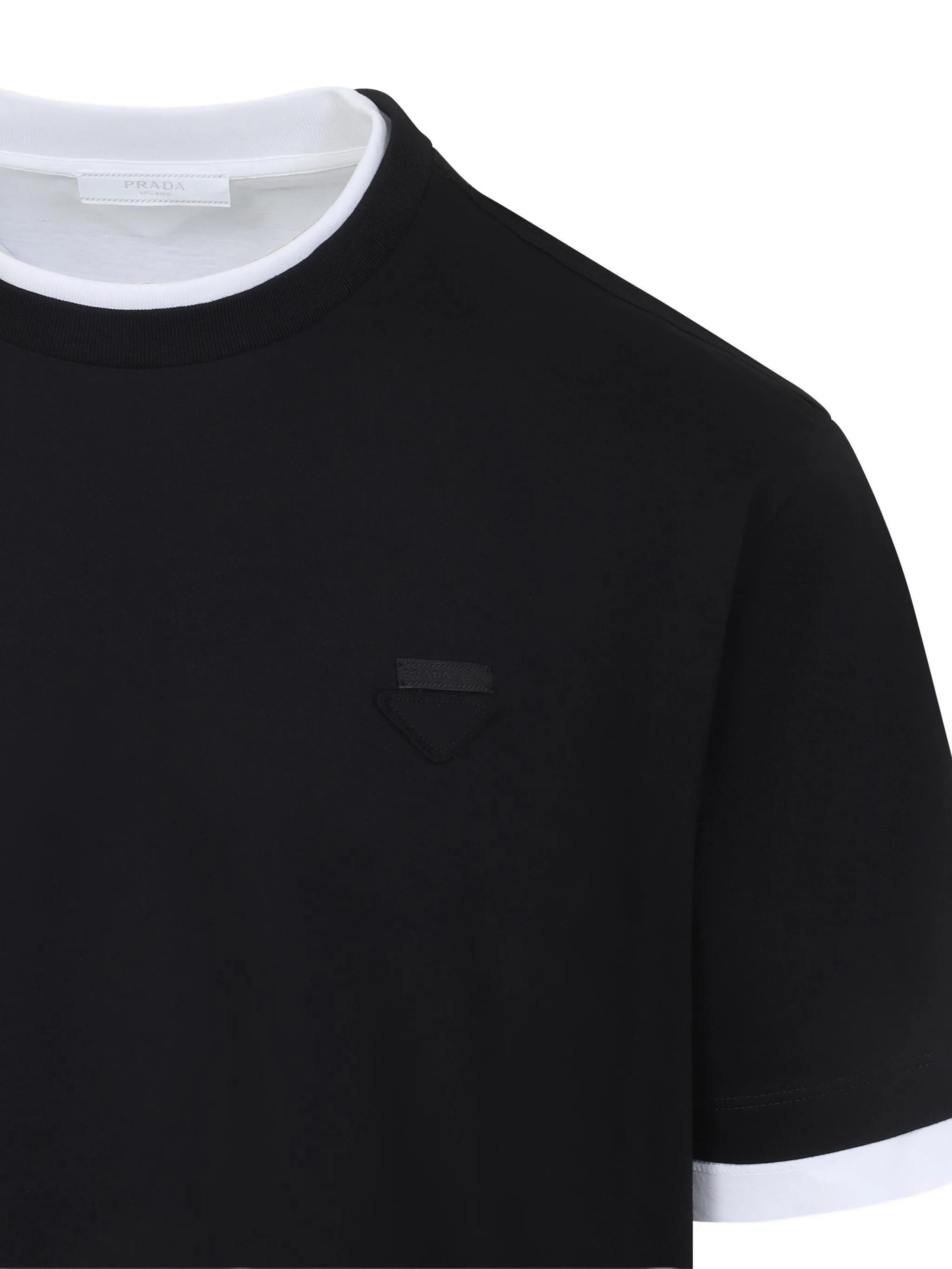 Tシャツ・カットソー Prada Layered Design Top With Contrasting Cuffs Prada Layered Design Top With Contrasting Cuffs T-Shirt