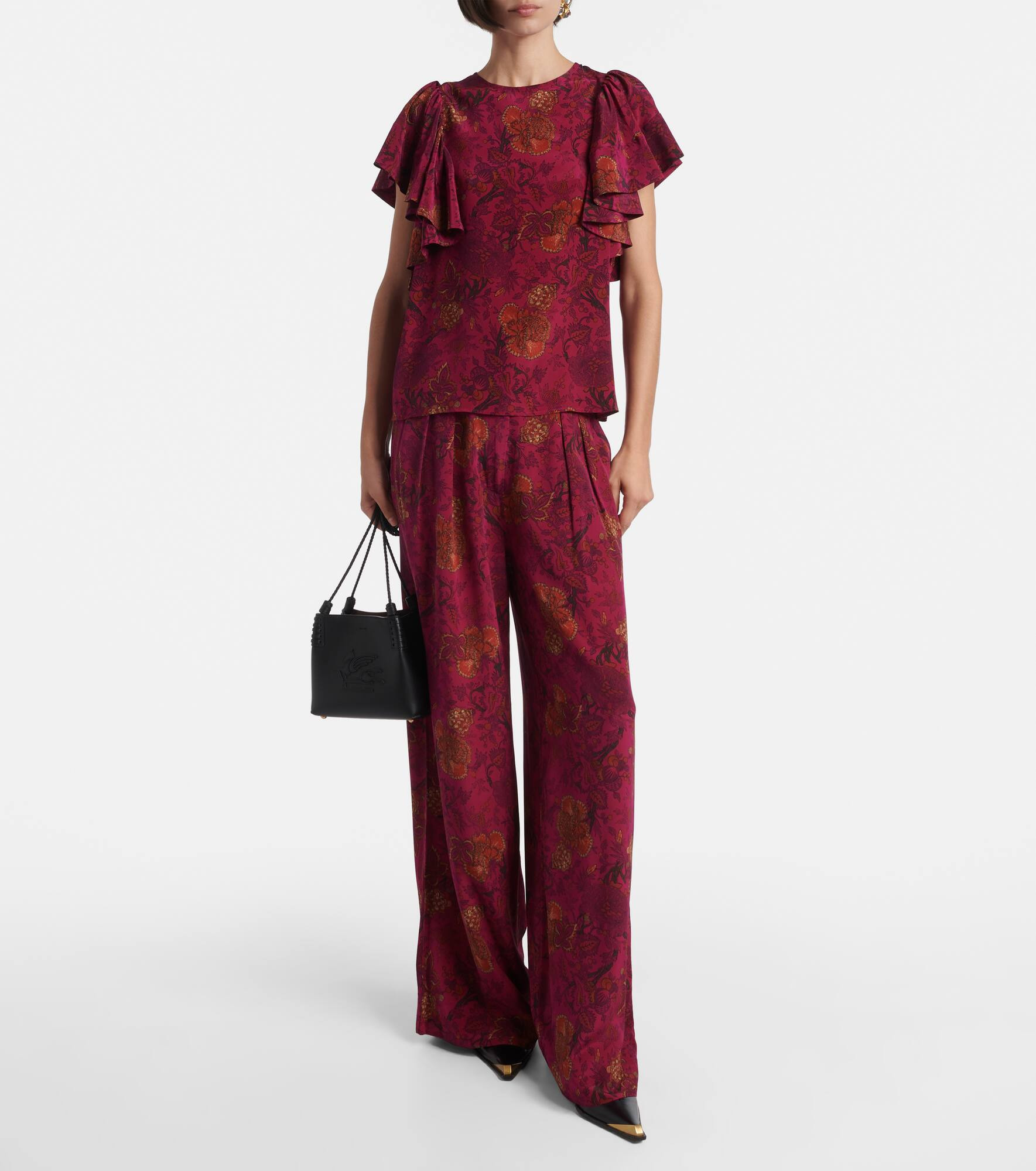 Aviva silk crêpe de chine wide-leg pants - 2