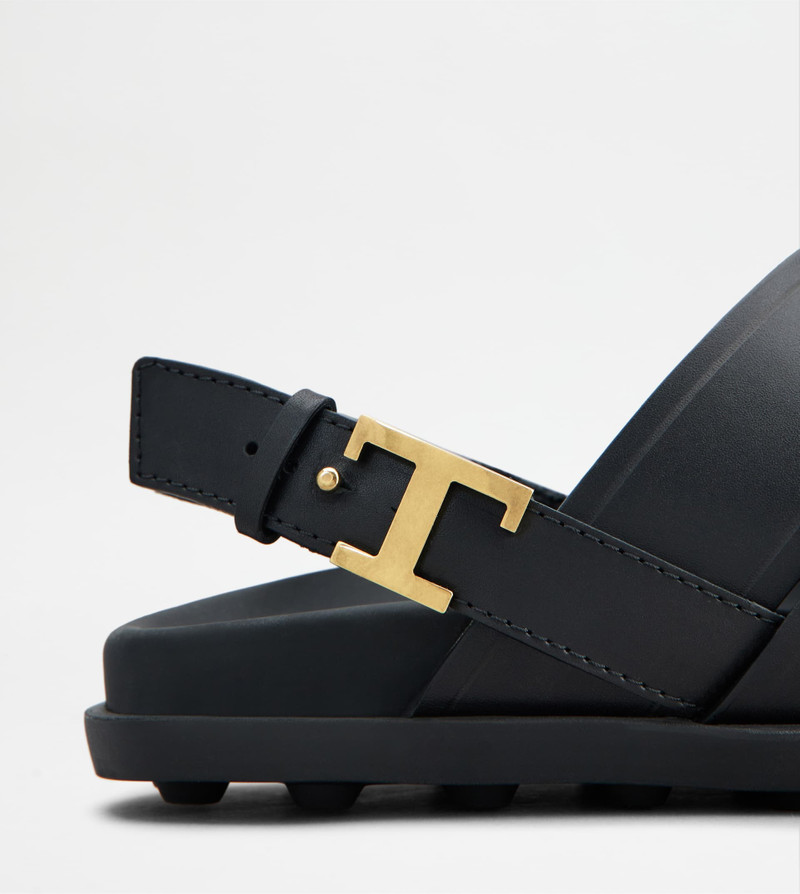 SANDALS IN LEATHER - BLACK 5