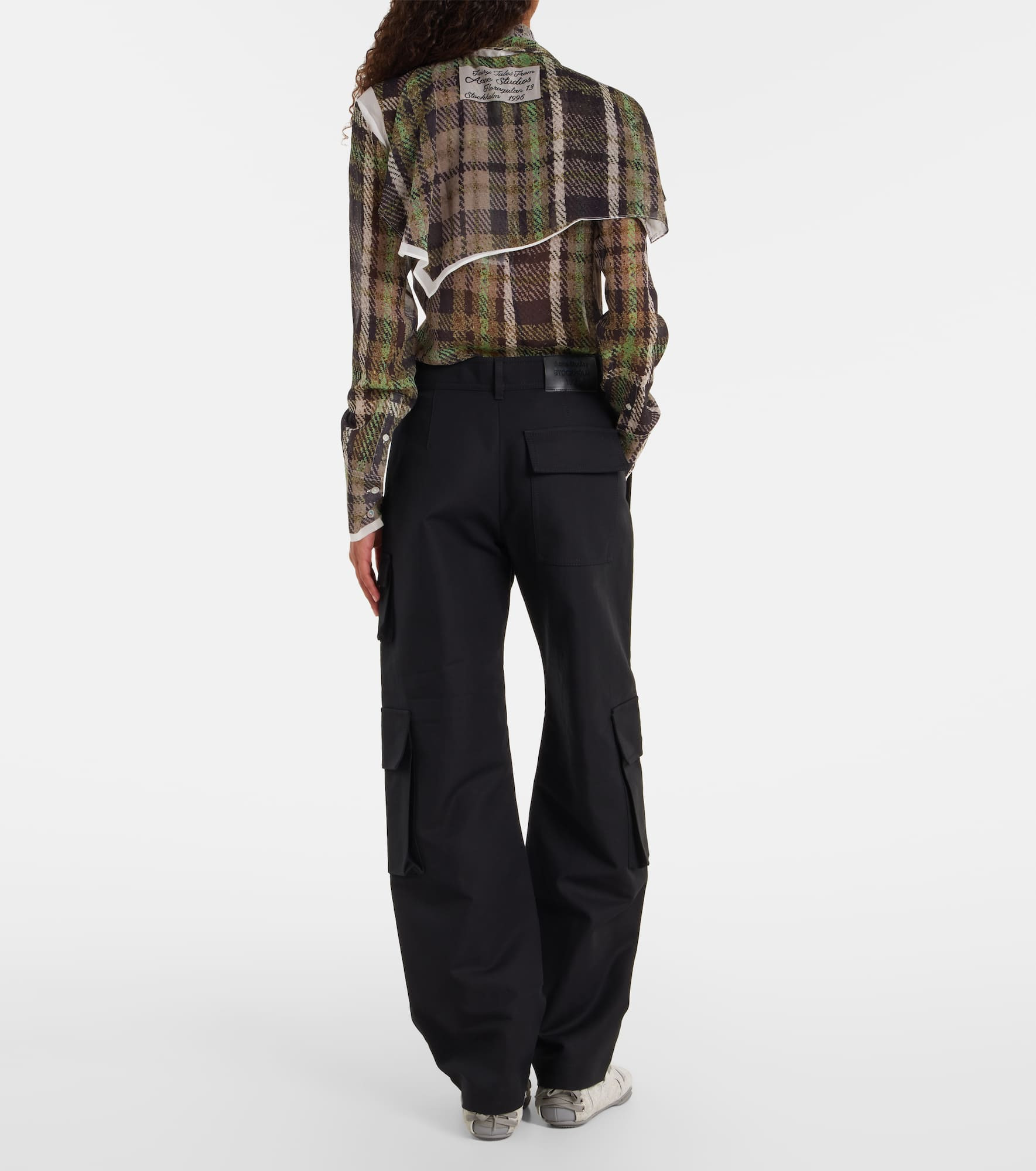 Layered mid-rise cotton satin pants - 3