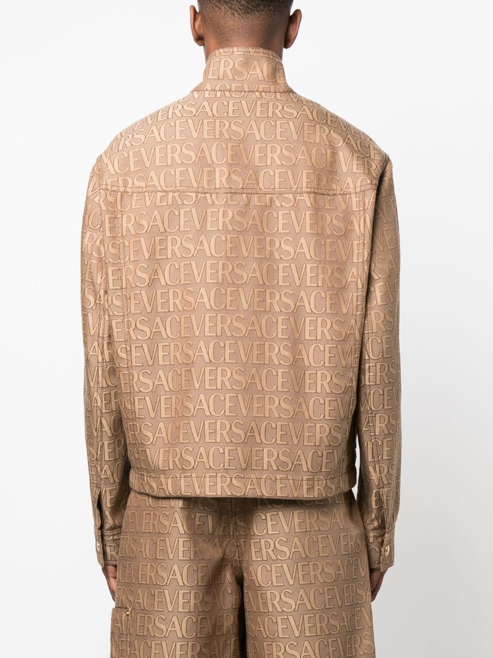 Versace Allover-jacquard high-neck jacket - 4