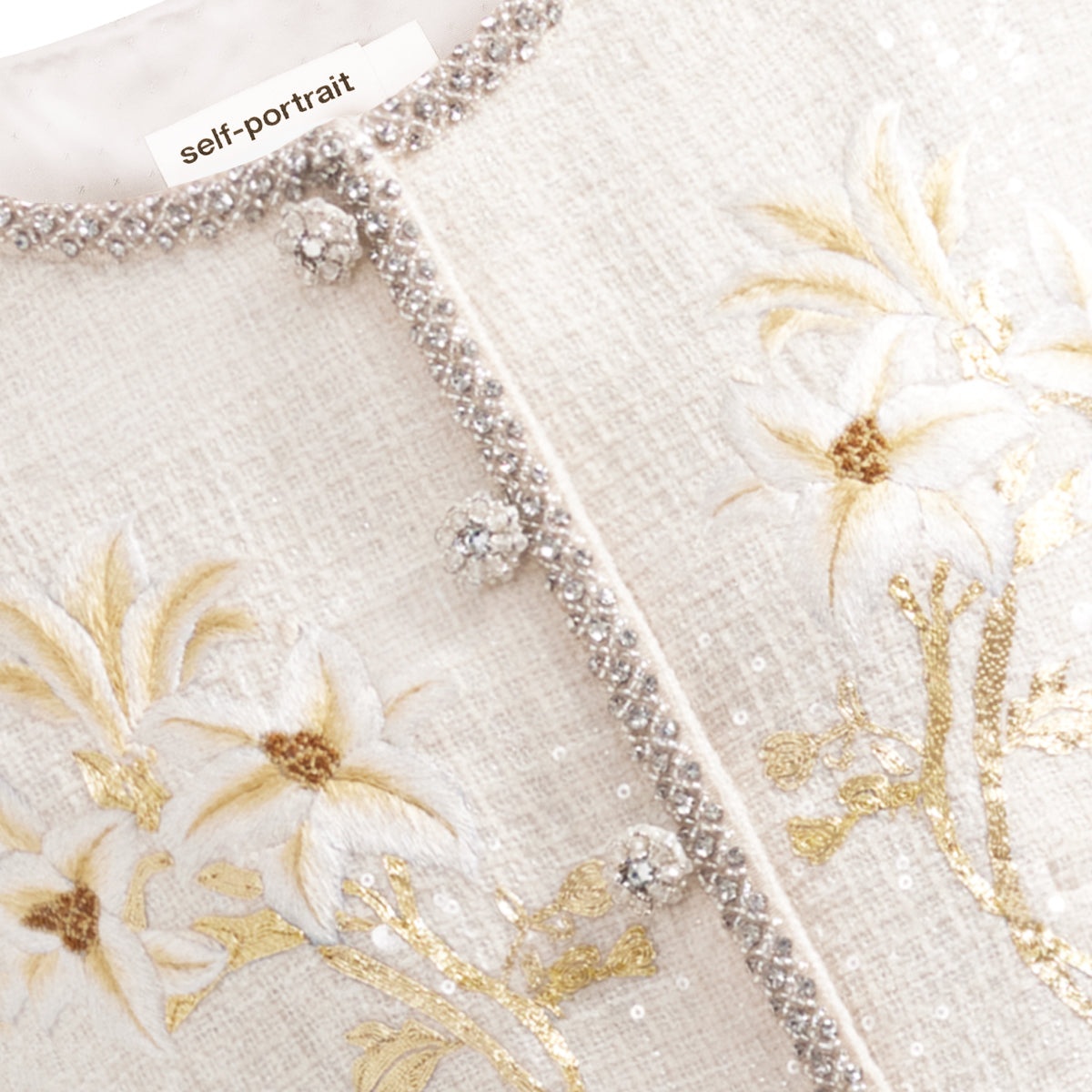 Cream Embroidered Boucle Jacket - 5
