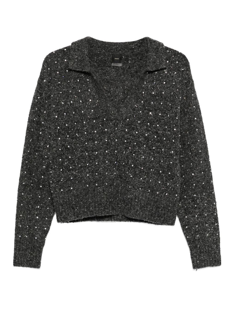 rhinetone-embellished collared sweater 1