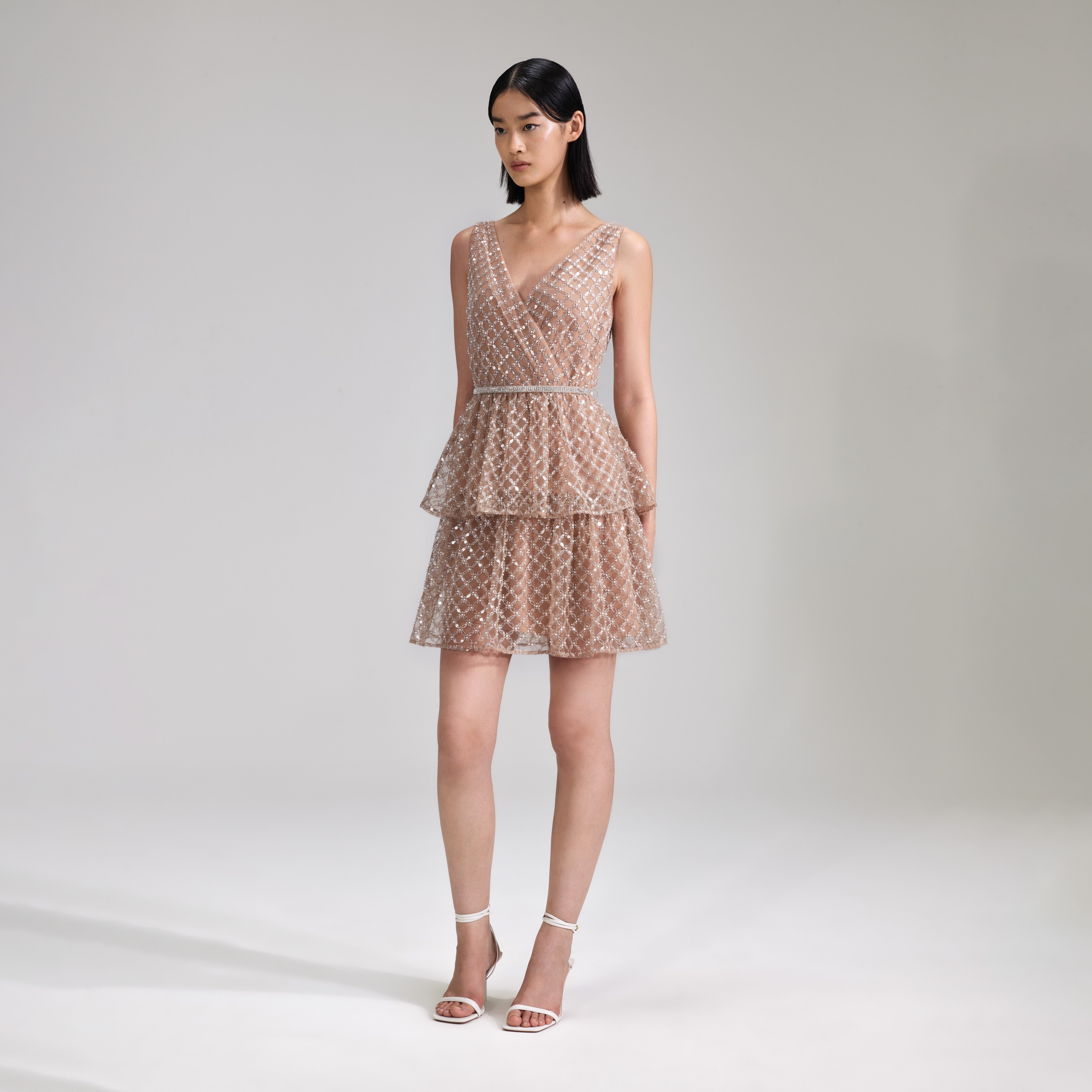 Self portrait tiered sequin mini dress new arrivals