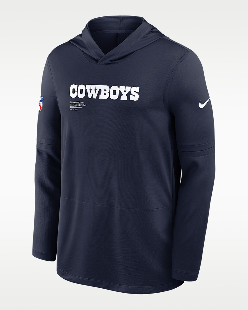 Dallas Cowboys Pure Fury Sideline Men's Nike Dri-FIT NFL Long-Sleeve Hooded Top 1