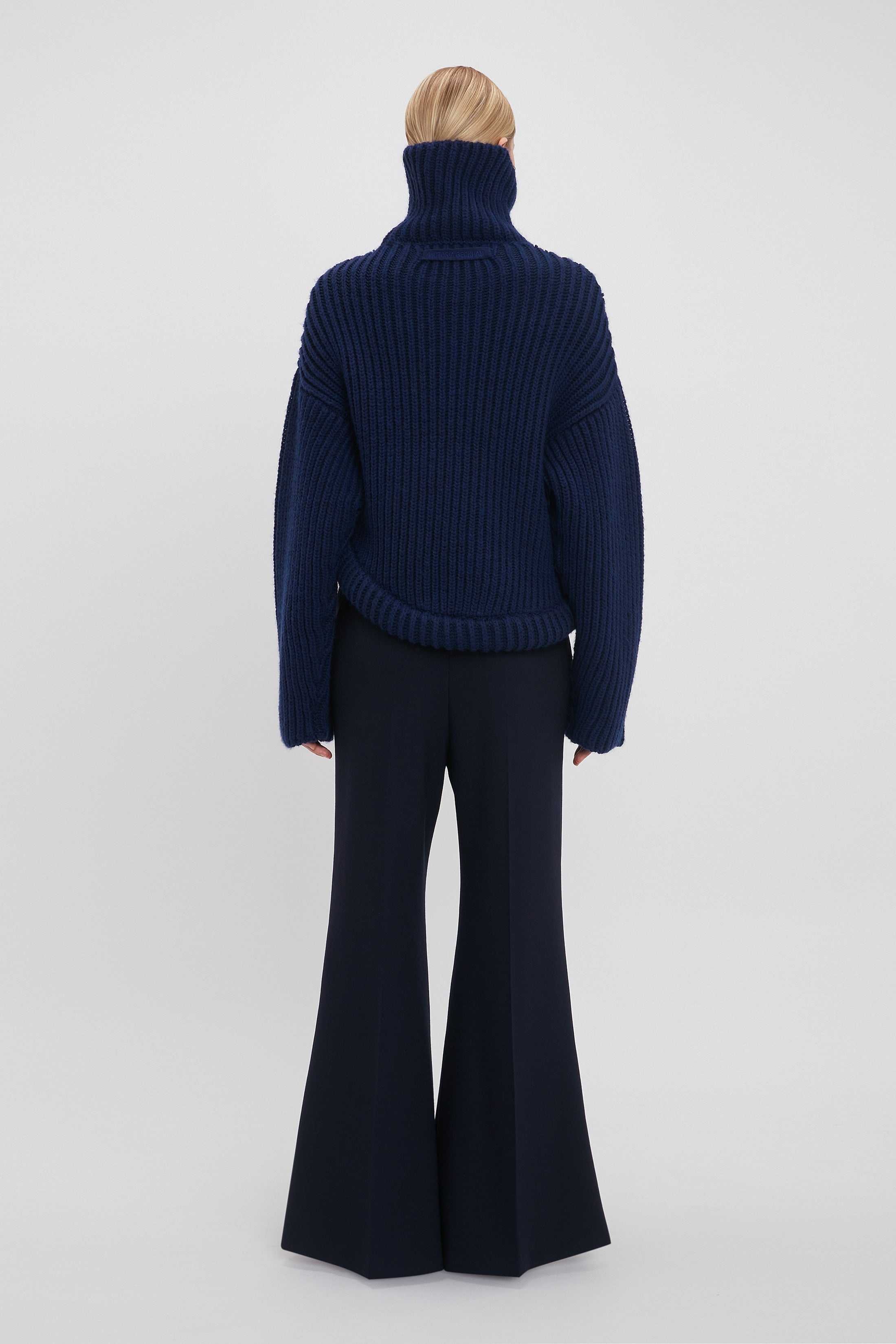 High Neck Knit Jumper In Ink Blue - 4