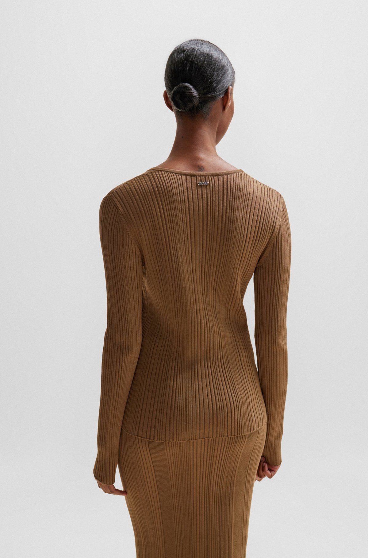 RIBBED CARDIGAN IN STRETCH FABRIC WITH HOOK CLOSURES - 4