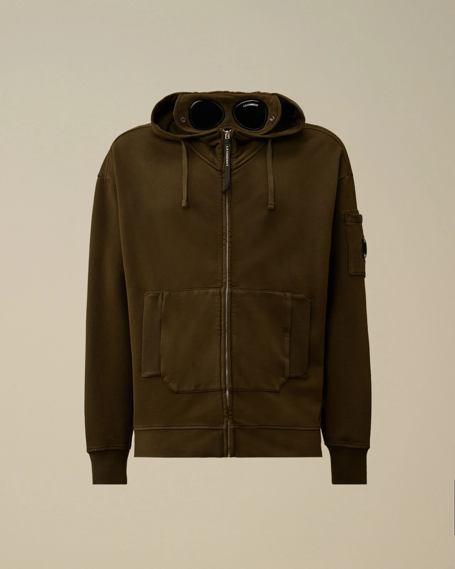 Brushed and Emerized Diagonal Fleece Boxy Goggle Sweatshirt - 1