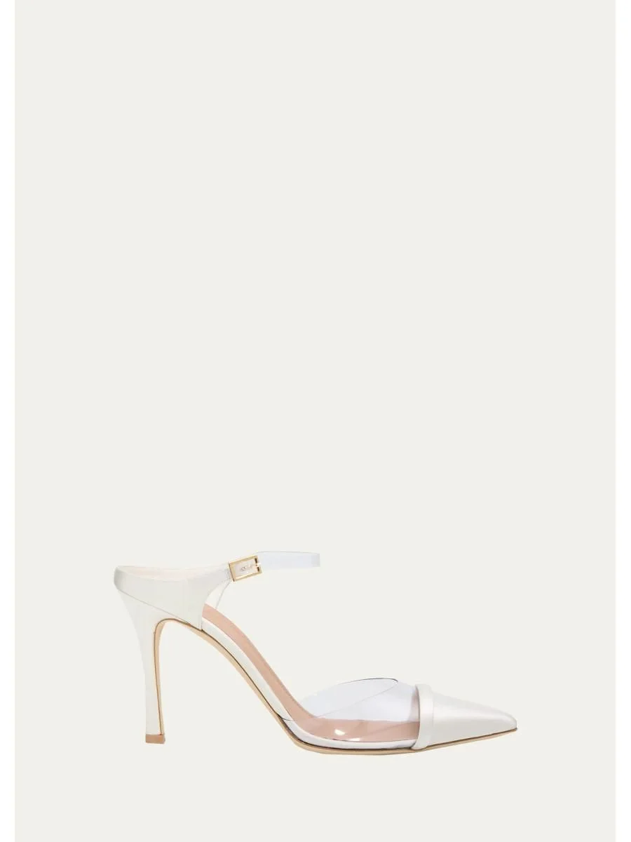 90mm Uma PVC Satin Mule Pumps - 1