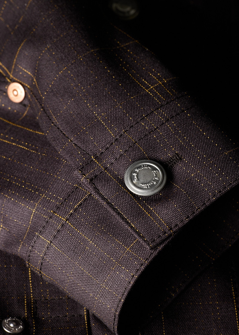Aubergine Wool Check Pleated Trucker Jacket 7
