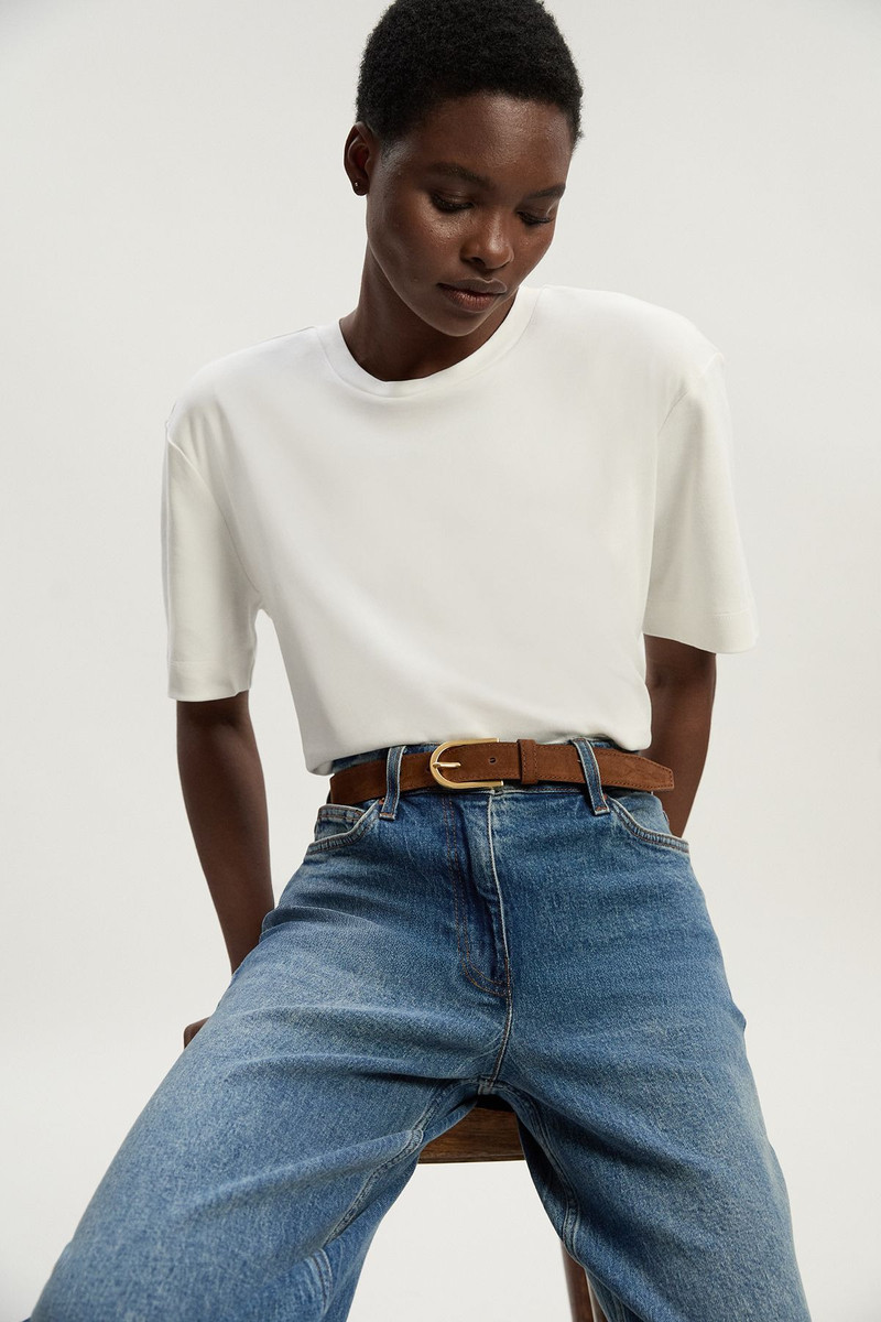 Suede Rounded Buckle Belt 1