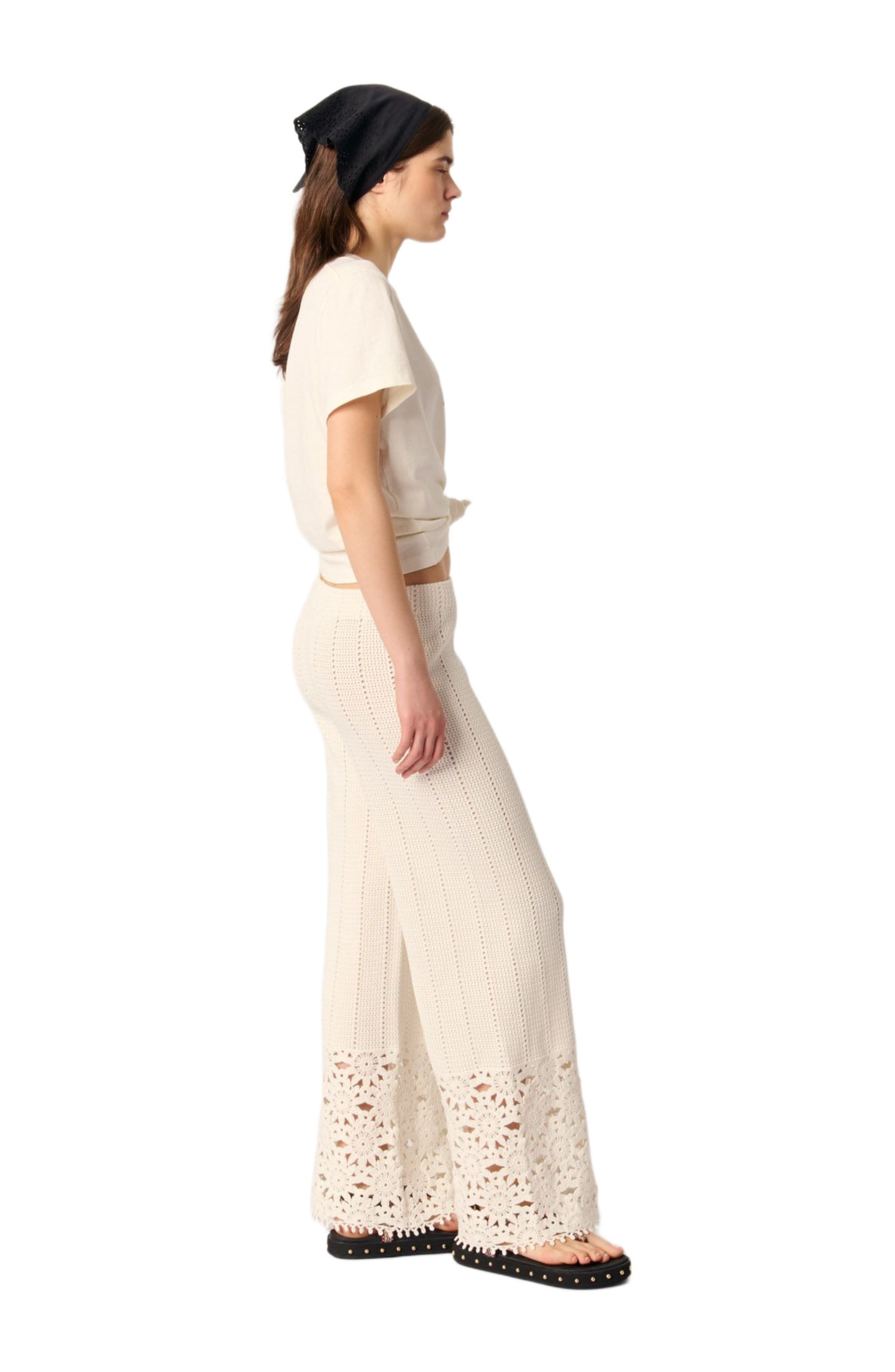 maje Crochet trousers in White at Nordstrom - 4