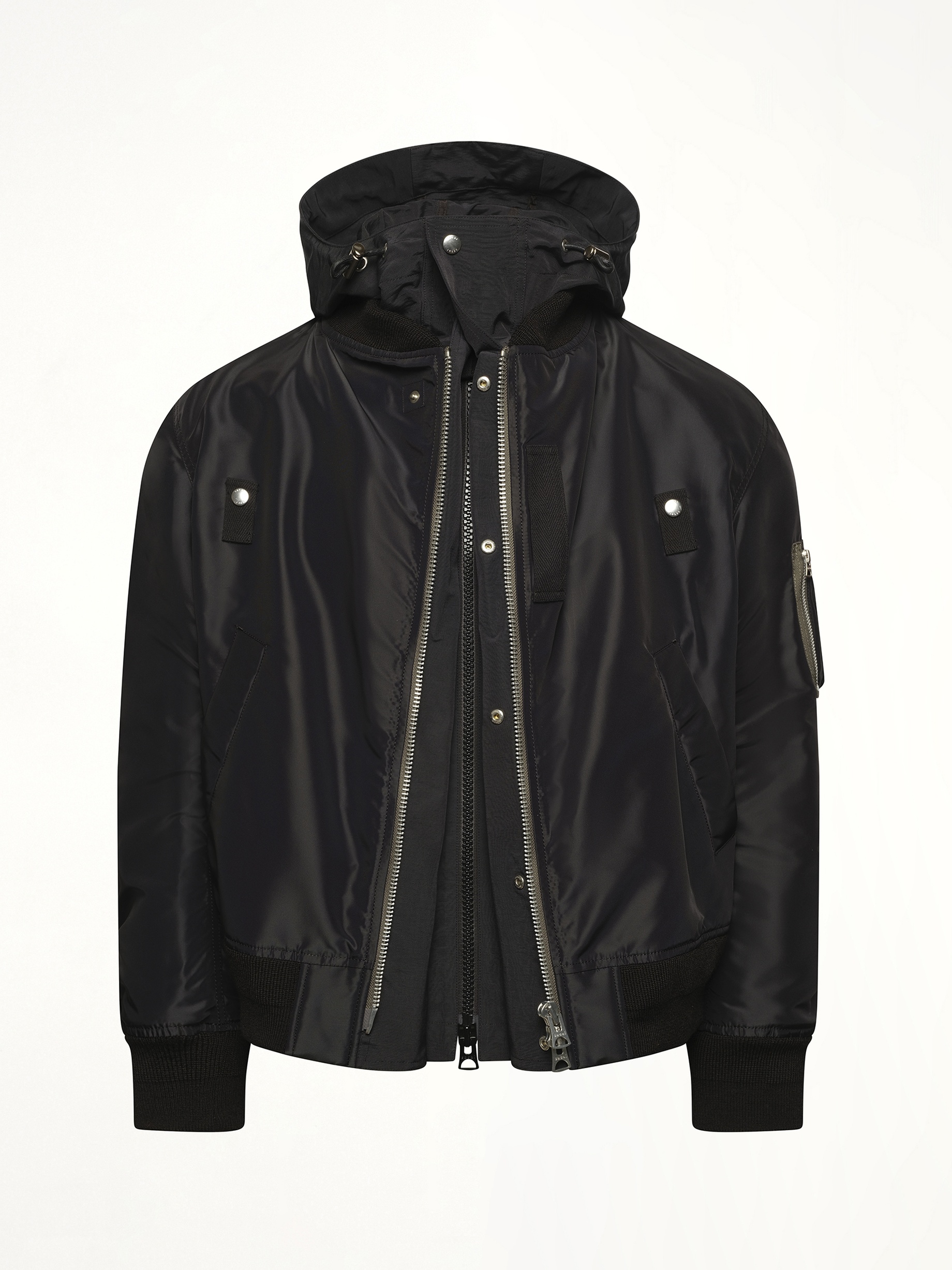 Nylon Twill x Grosgrain Blouson in Black - 2