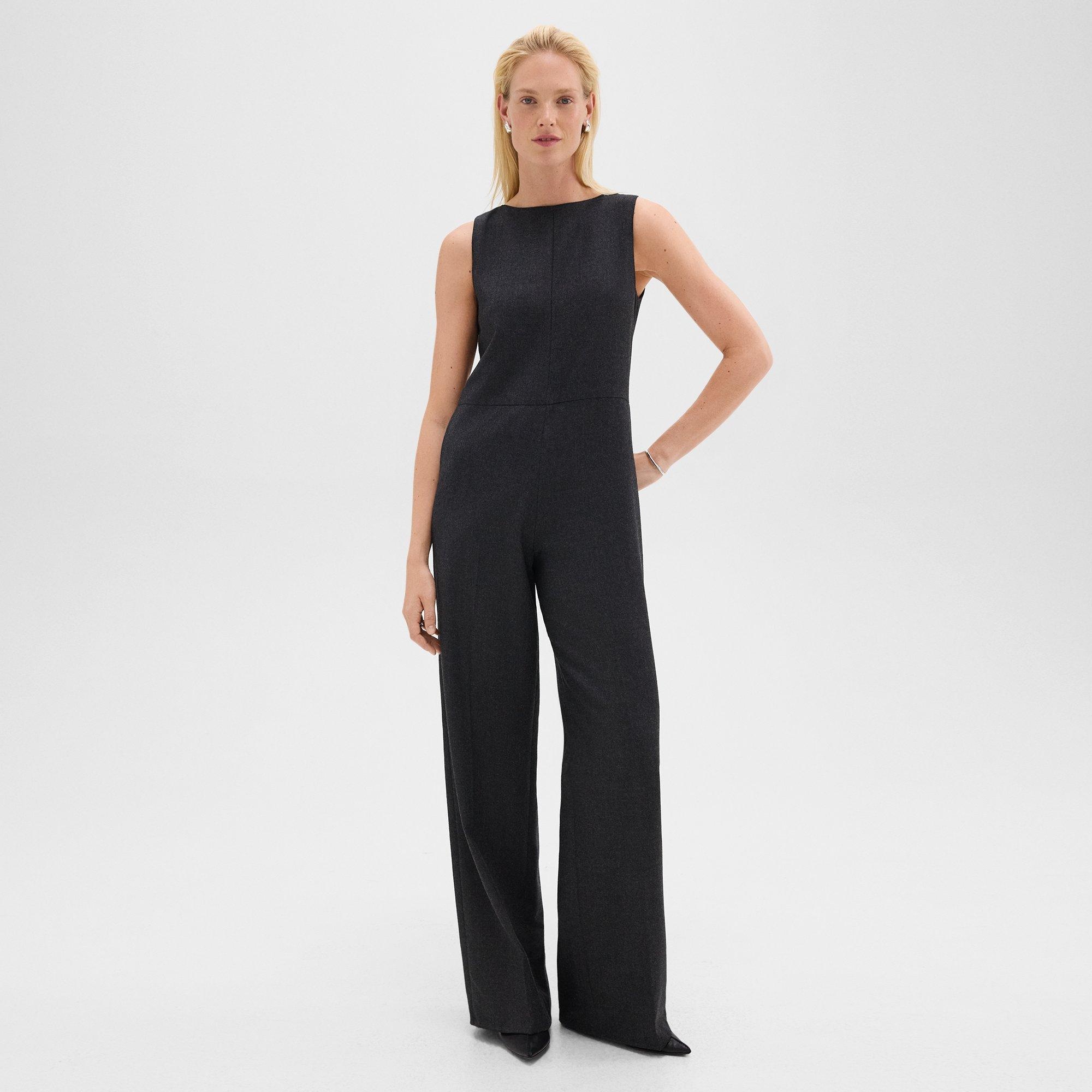 Relaxed Sleeveless Jumpsuit in Stretch Flannel - 3