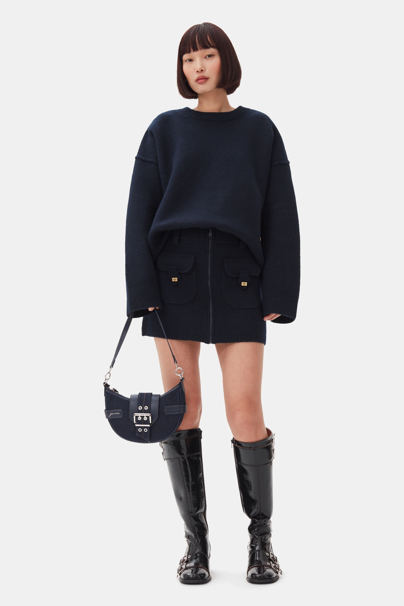 DARK BLUE MINI SKIRT - 2