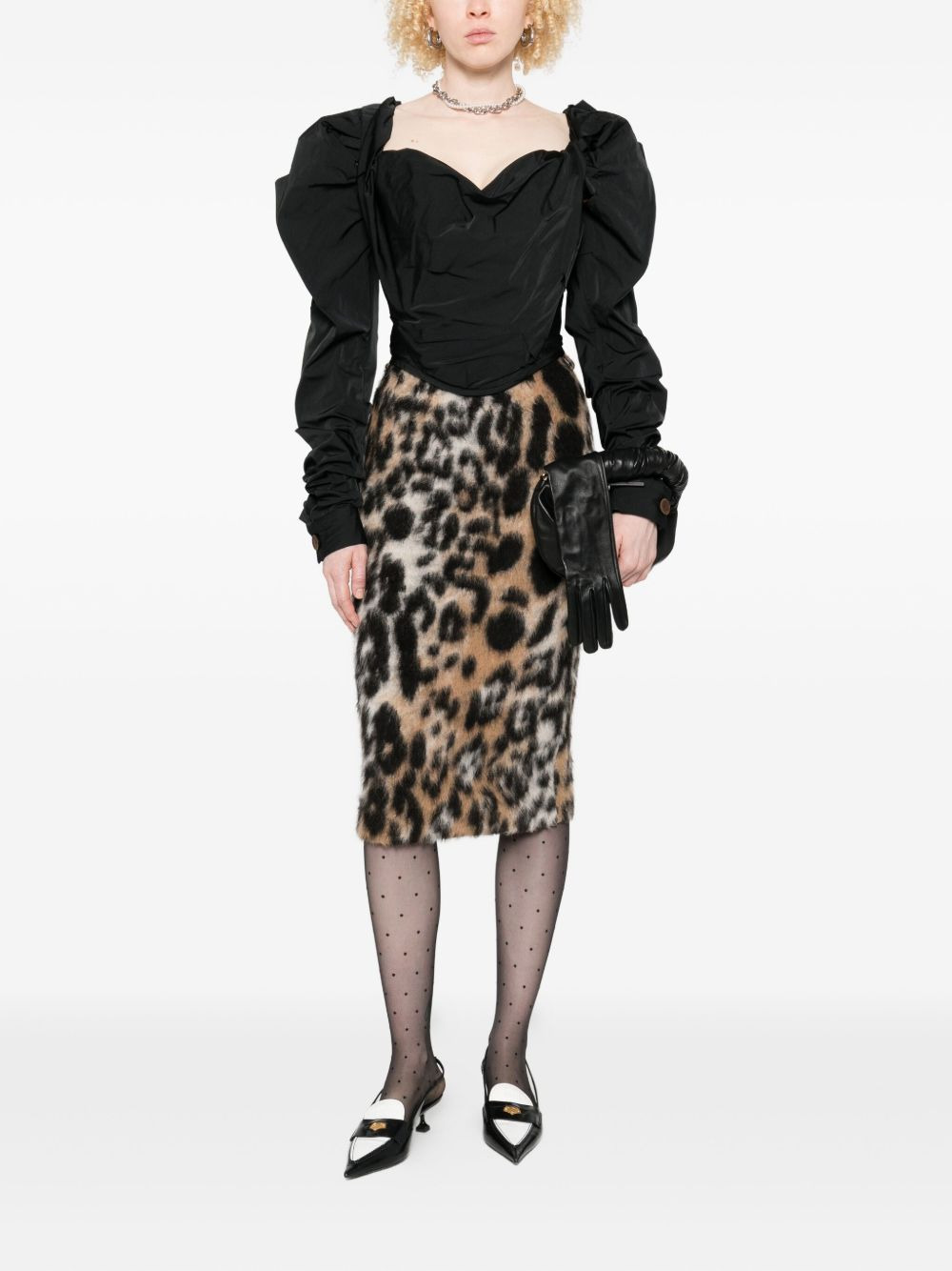 puff-sleeve corset top - 2
