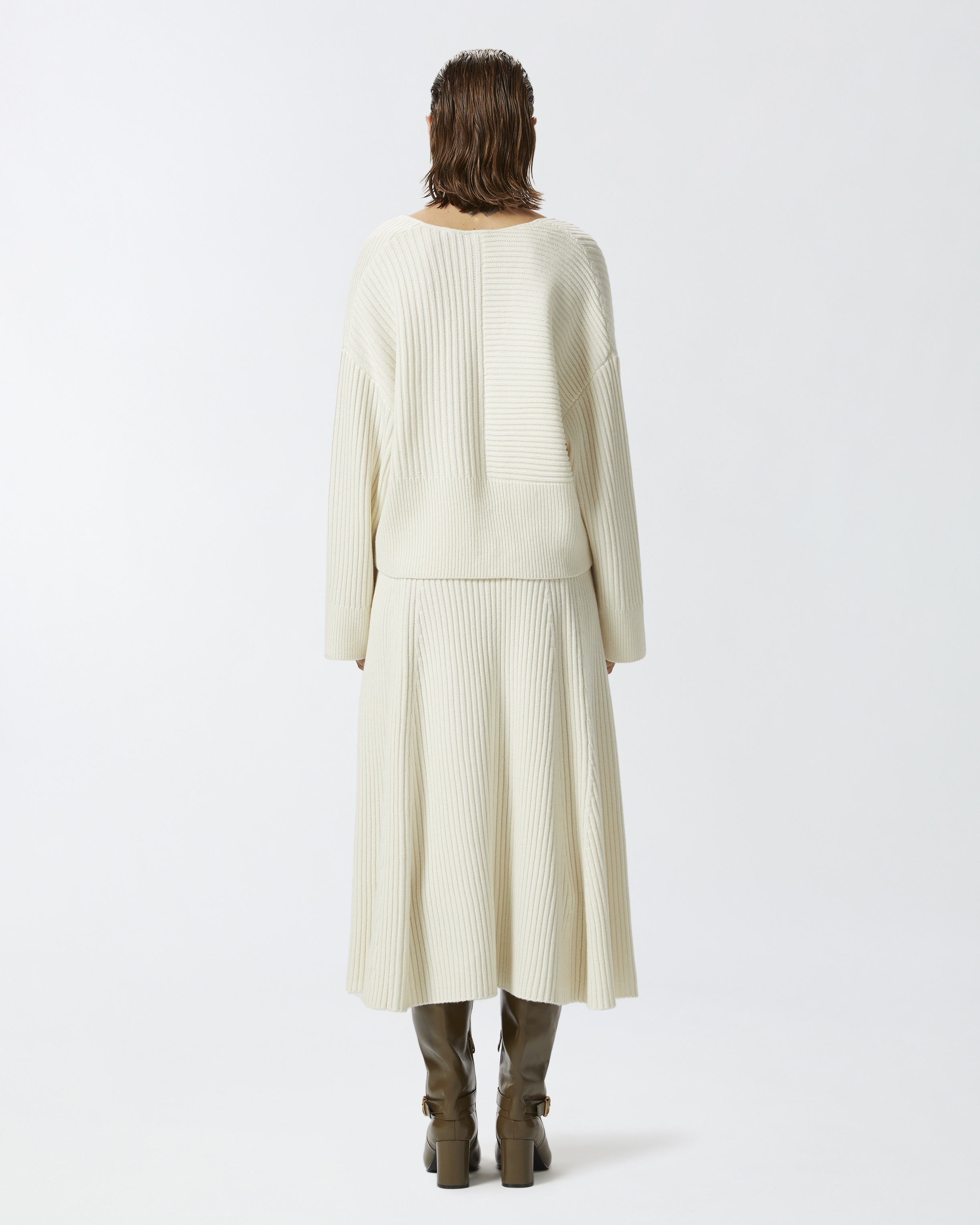 WOOL AND CASHMERE V-NECK RIBBED SWEATER - 4