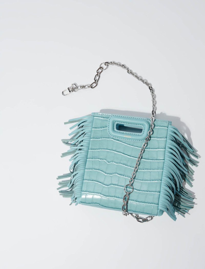 Mini embossed-leather M bag with chain 4
