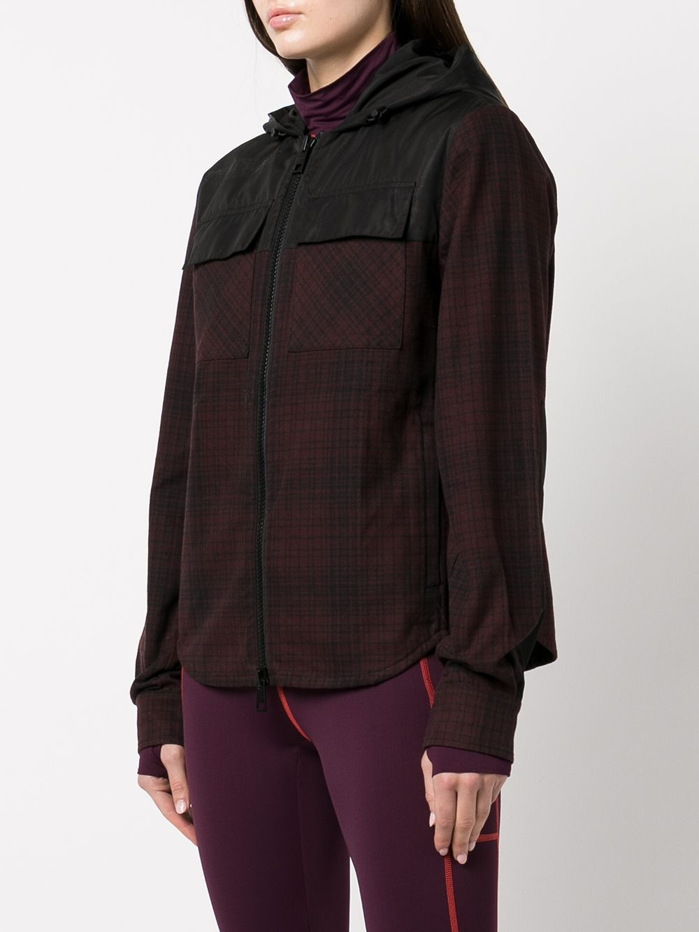 check-print zipped hoodie - 3