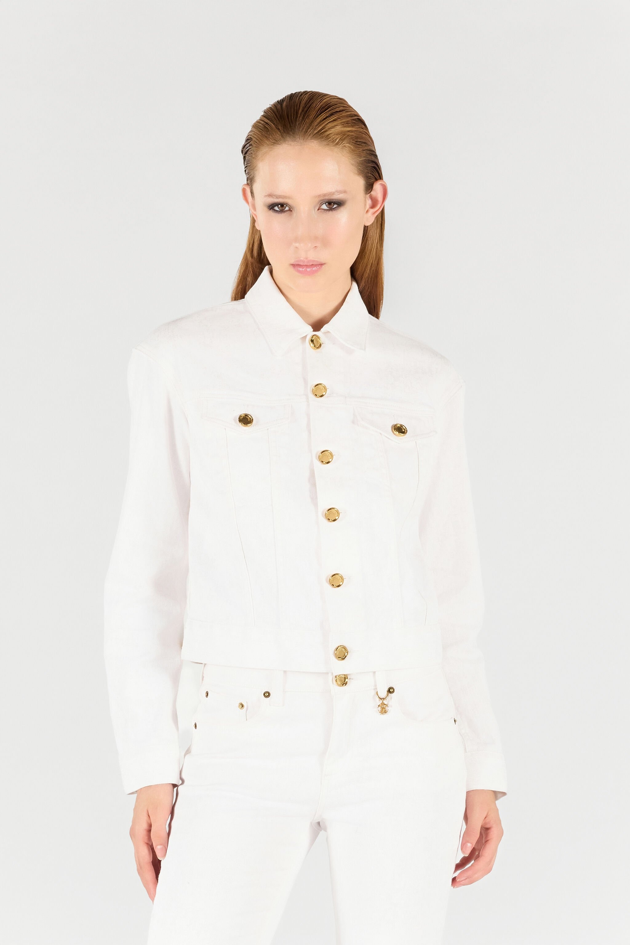 Denim Jacket with Gold Buttons - 3